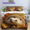Beautiful Hedgehog Pattern Bedding Home Decoration Birthday Gift (1 * duvet cover + 2 * pillowcase, without core)