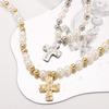 New Arrival Pearl Cross Patchwork Necklace Personalized Niche Design Clavicle Chain