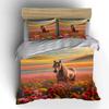 Horse In Colorful Meadow Decor Set Bedding Set with 1 Duvet Cover 2 Pillowcases Single Double King Queen Gift