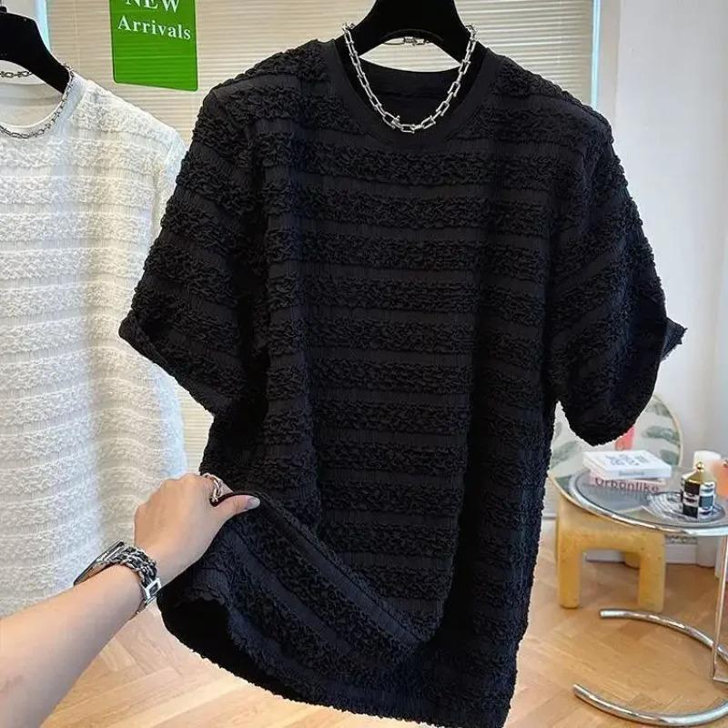 T Shirt Men s Summer Short Sleeved Loose Slimming Casual Foam Gauze Street Casual Round Neck M