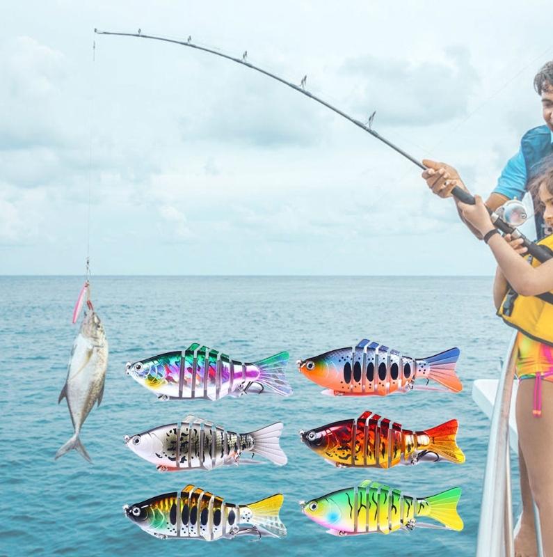 7 Segment Artificial Hard Baits Multi Jointed Swimbaits Swimming Lures with Treble Hook Saltwater Swimbait