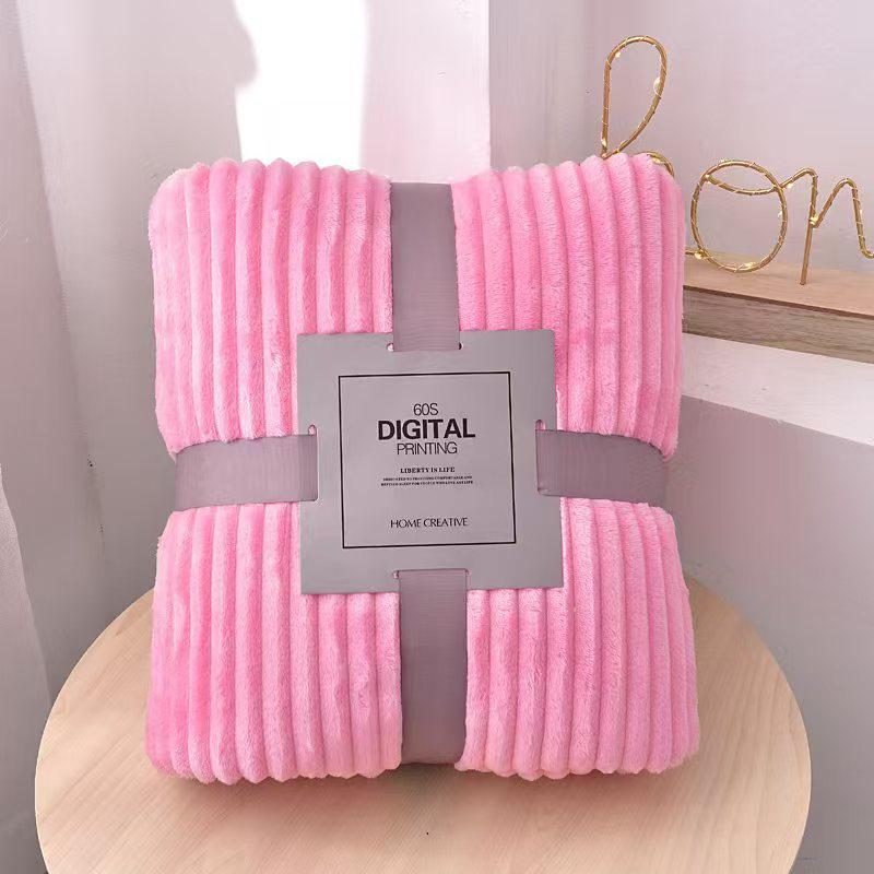 Thick Striped Flannel Fleece Blanket - Super Soft Throw for Office, Yoga, or Gift