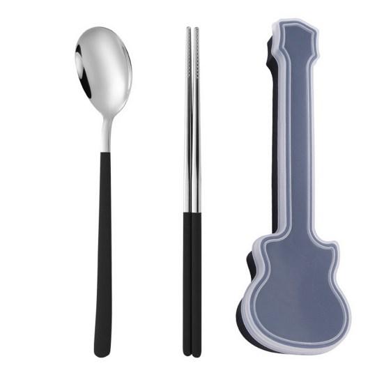 1 Set Spoon Chopsticks Food Grade Mirror Polish Smooth Edge Rust-proof Corrosion Resistant Dinning