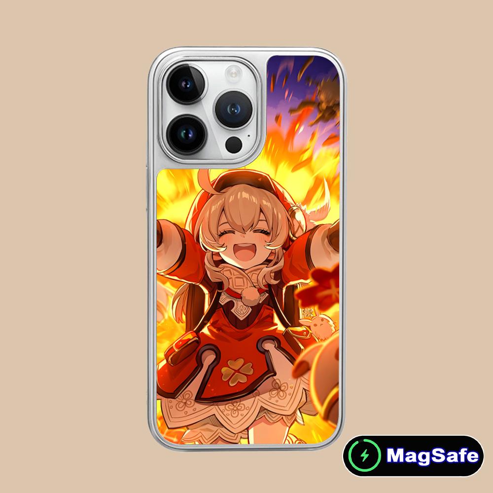 Game GI Klee Mobile Phone Case for iPhone 17 16 15 14 13 12 11 Air Pro Max Plus Magsafe Silver Plating Colorful Cover Cellphones