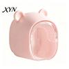Space Saving Toothbrush Case Cute Bear Wall Mounted Holder with Dustproof Flip Cover, Single Dispenser Storage Organizer, Drill-free Electric/Manual