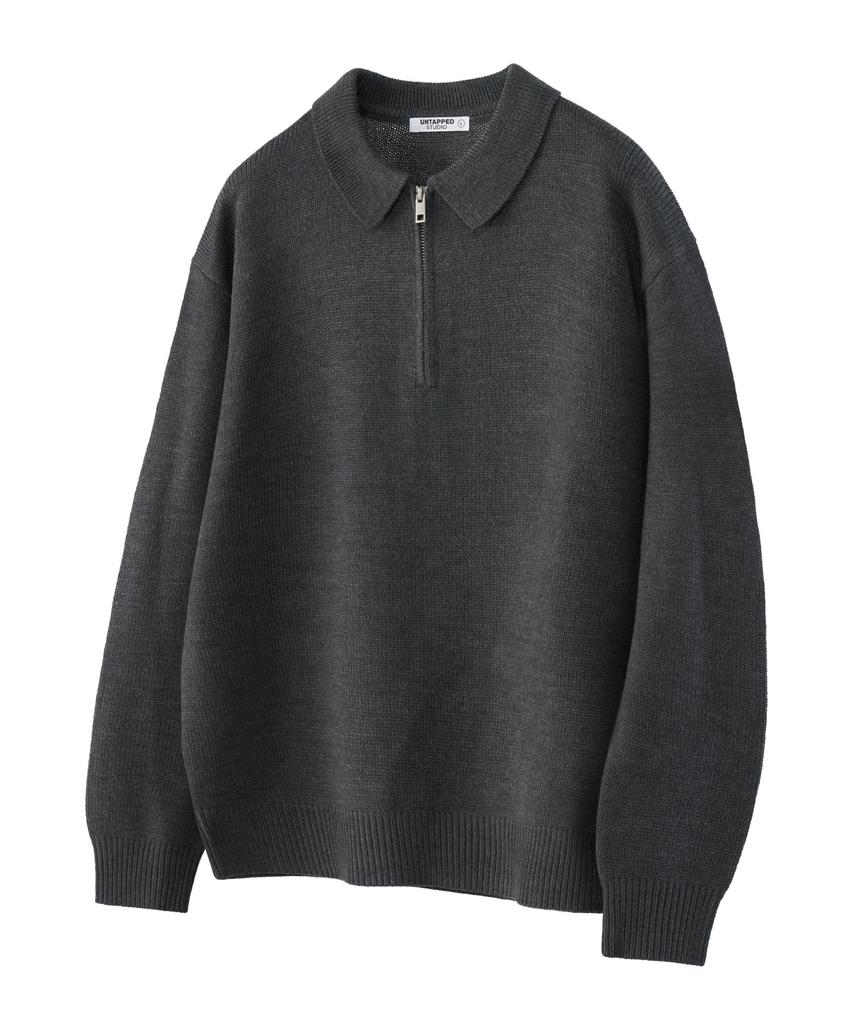UNTAPPED STUDIO [2Pack] Oversized Half-Zip Collar Hacci Knit 5 Colors