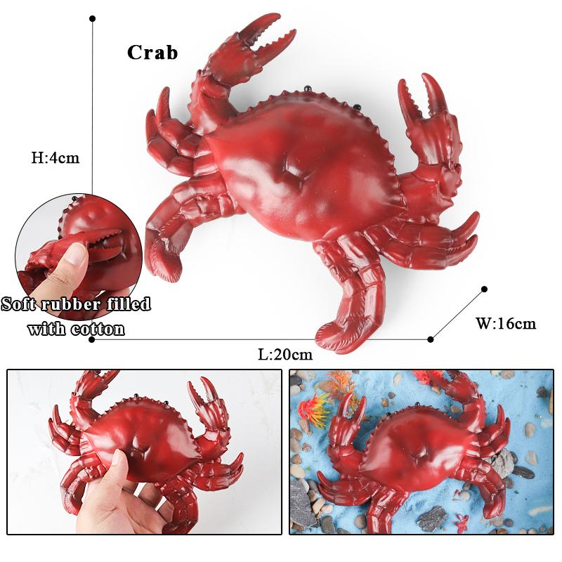 Oenux Ocean Animals Whale Shark Megalodon Crab Starfish Octopus Action Figures Soft Sea Life Model Educational Toy For Kids Gift