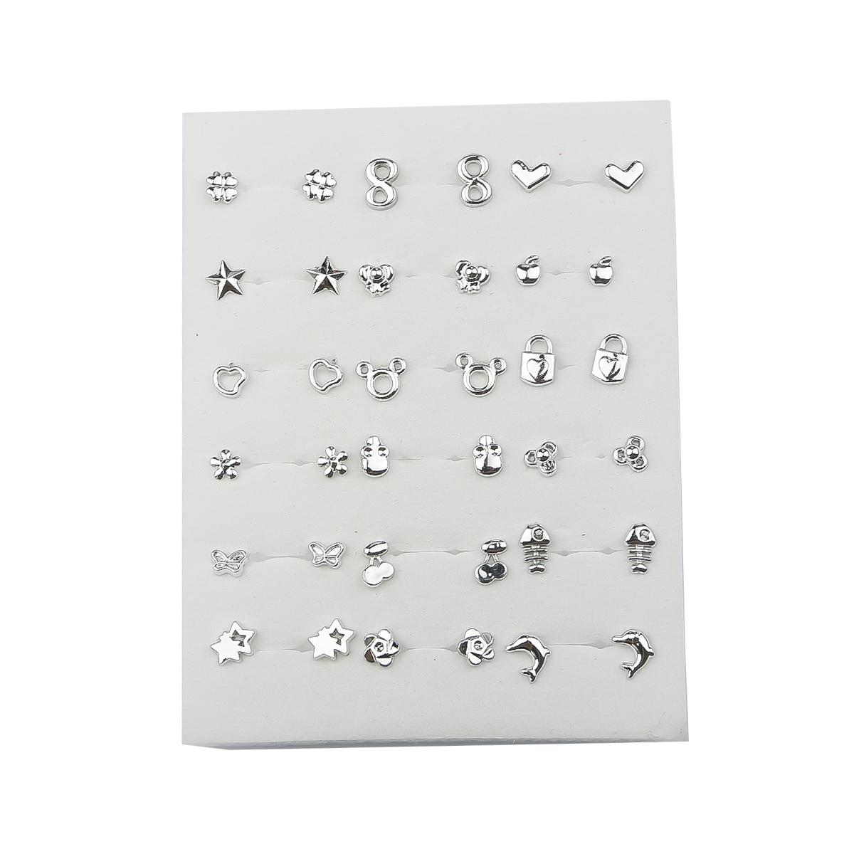 

18 пар изысканных маленьких серег-гвоздиков, наборы для женщин и детей, ювелирные изделия из сережек