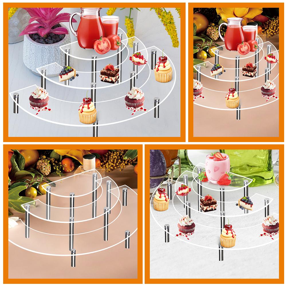 Black Acrylic Cake Display Stand Set with 3mm Thickness 5cm 7cm 10cm Ad Cake Board Nails Wedding Party Table Decoration