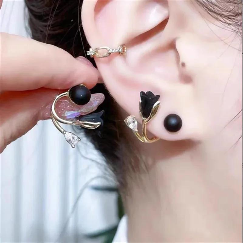 

Ретро-серьги-гвоздики с лепестками цветов и эмалью из кристаллов для женщин, корейские ювелирные изделия, модные серьги для свадебной вечеринки, ювелирные изделия в подарок