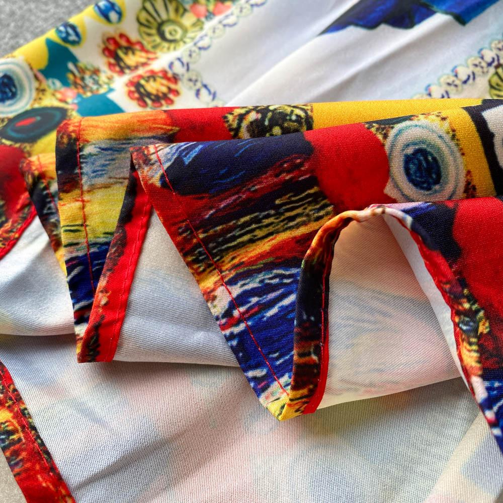 Robe de soirée mi-longue imprimée de styliste pour femmes, tenue élégante à manches courtes, taille haute, à la mode