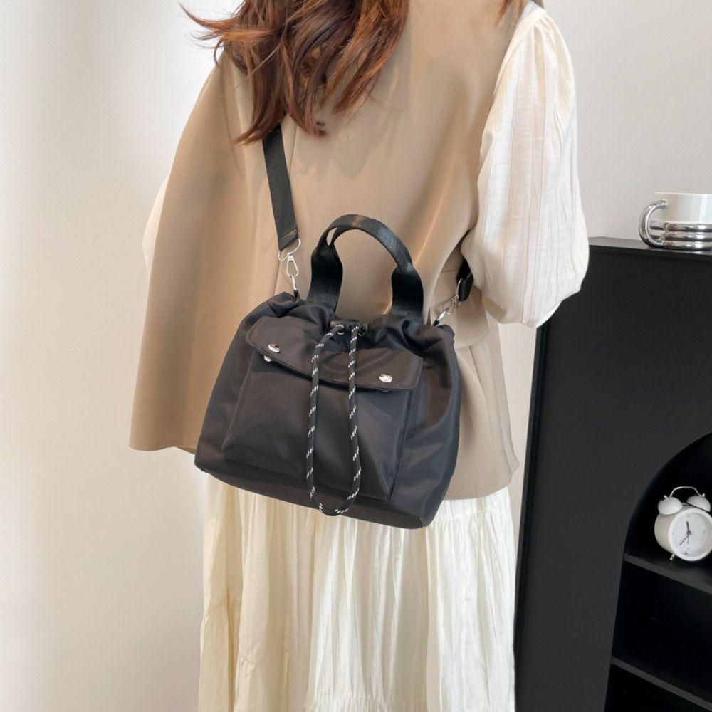 Handbag Nylon Shoulder Bag Korean Style Small Crossbody Bag Cute Drawstring Bucket Bag  Travel