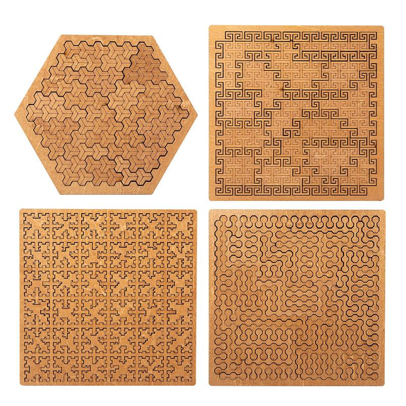 Fractal Tray Puzzles,Mind Bending Wooden Jigsaw Puzzle,Unique Irregular Creative Labyrinth Impossible Difficult