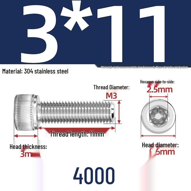 304 Stainless Steel Hex Socket Head Cap Screws, M2-M10, Extended Length