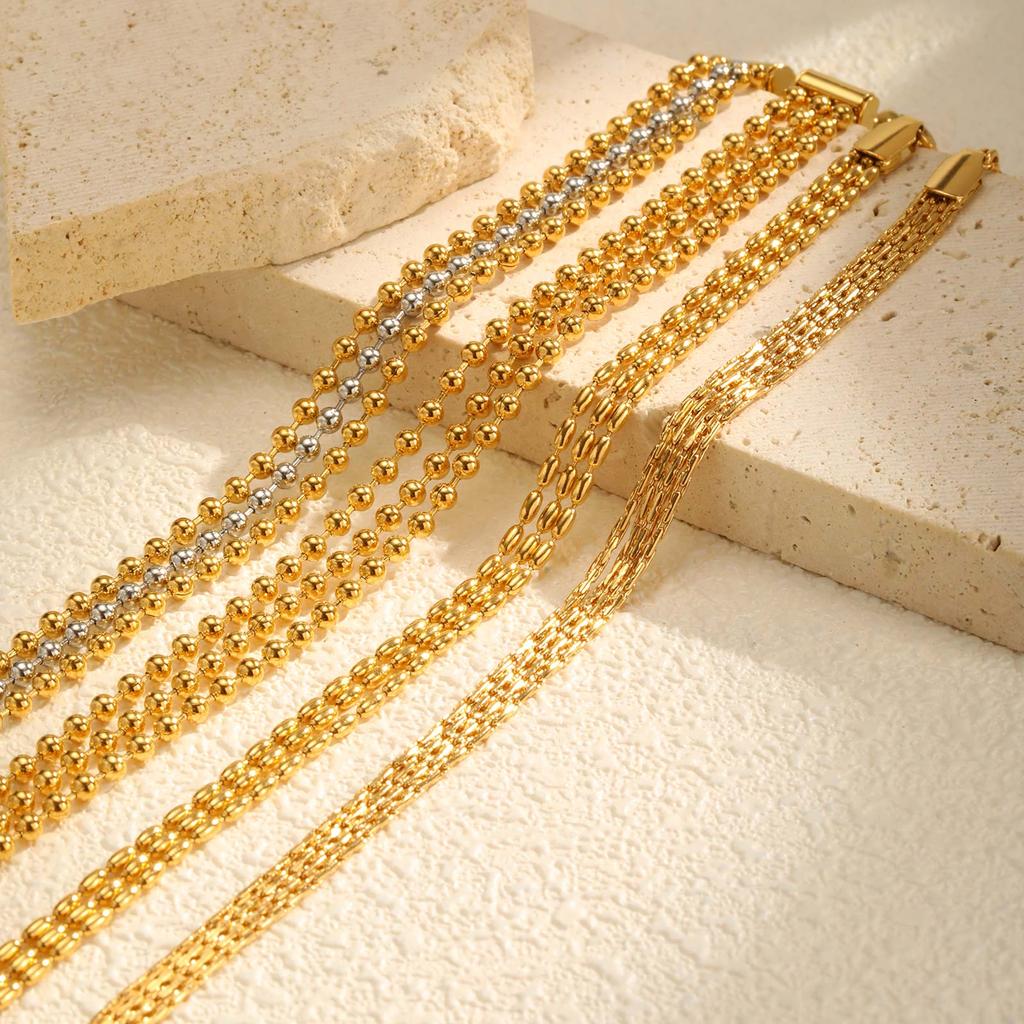 Classic Multi-layered Bead Chain Bracelet,Women's Stainless Steel Bracelets,Trendy Jewelry Mother's Day Gift