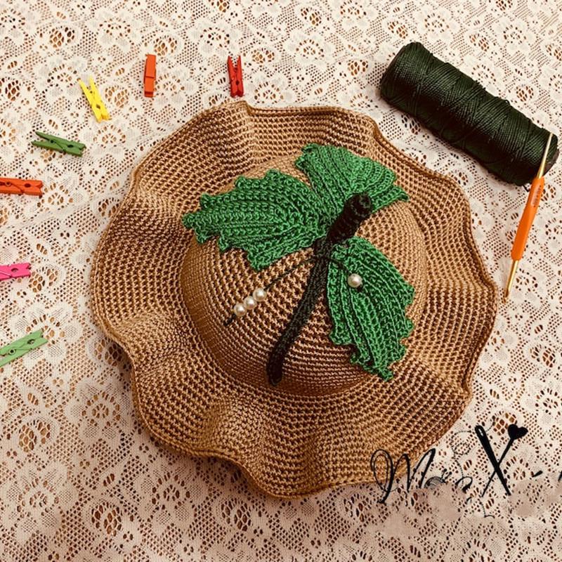 Handmade Summer Sun Hat - Ice Silk Pointed Top with Watermelon Design, Wide Brim, UV Protection for Men and Women