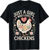 Just A Girl Who Loves Chickens Printed T-Shirt Floral Chicken Lover Tee