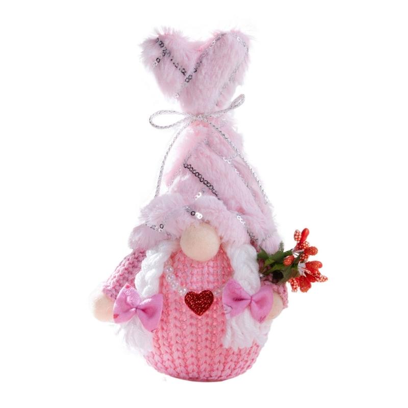 

Glowing Dwarfs Valentine’s Day Decorations Handmade Faceless Tomtes Gnome Dolls рожевий