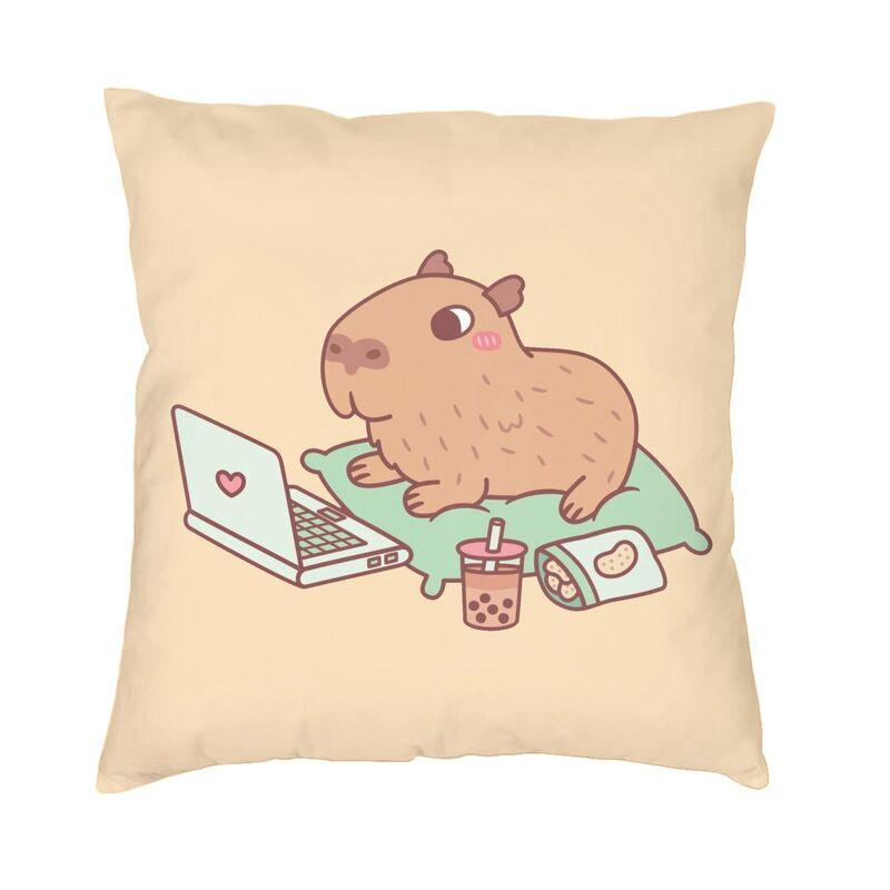 Capybara Yuzu Onzen Bath Pattern Square Pillow Case Home Decorative Cushion Cover Throw Pillow For Car Double-Sided Printing