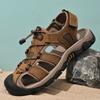 Fashion Outdoor Male Beach Shoes Anti-collision Toe Man Sandals 2025 New Roma Flats Vintage Style Men Summer Shoes Leather Men's Sandals