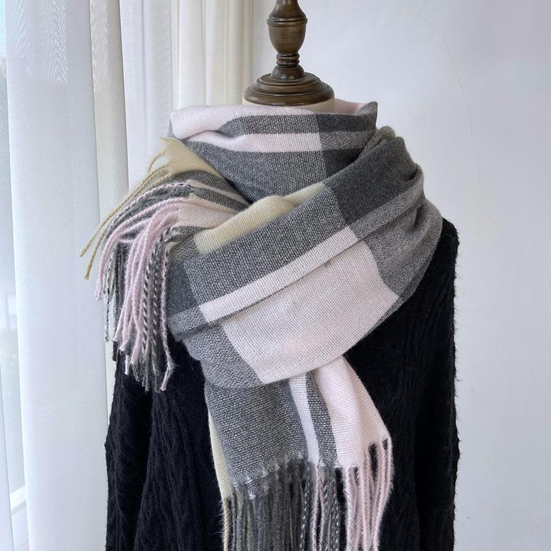 Eșarfă Plaid Cașmir Imitație Eșarfă Nouă de Iarnă Șal pentru Femei Eșarfă Groasă Europeană și Americană Caldă cu Franjuri