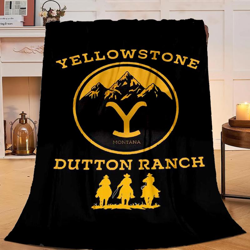 1PC Yellows-tone Dutton Ranch Flannel Blanket Gift, Suitable for Both Men And Women, Soft Ideal for Beds And Sofa, Birthday Or Christmas Gift