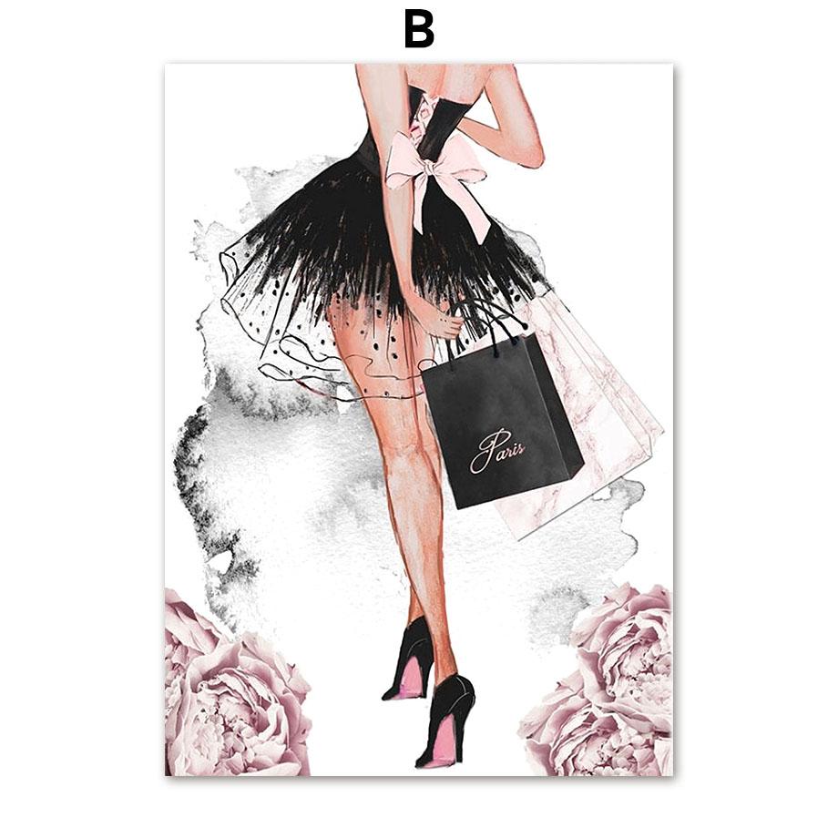 

Девушка духи цветы помада высокие каблуки настенная живопись на холсте плакаты на скандинавскую тему и принты настенные панно для декора комнаты магазина 30x40cm No Frame