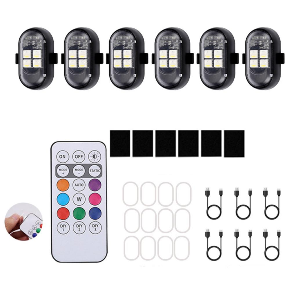 Car Wireless Remote Control Light 4 LED Beads 8 Color Ambient Light Set
