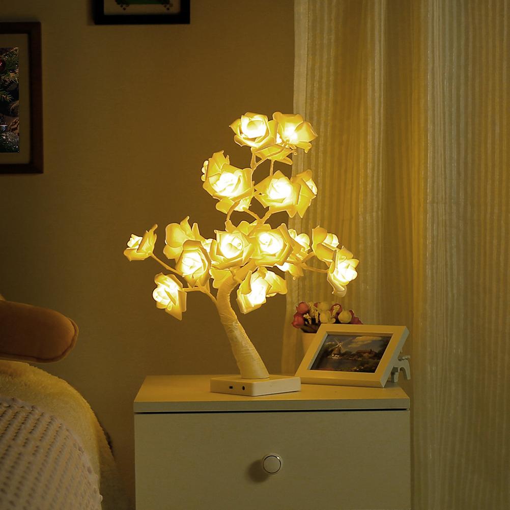 Desktop Rose Bonsai Tree Lamp 24 LED Tree Lamp Battery Powered Decorative Light for Living Room