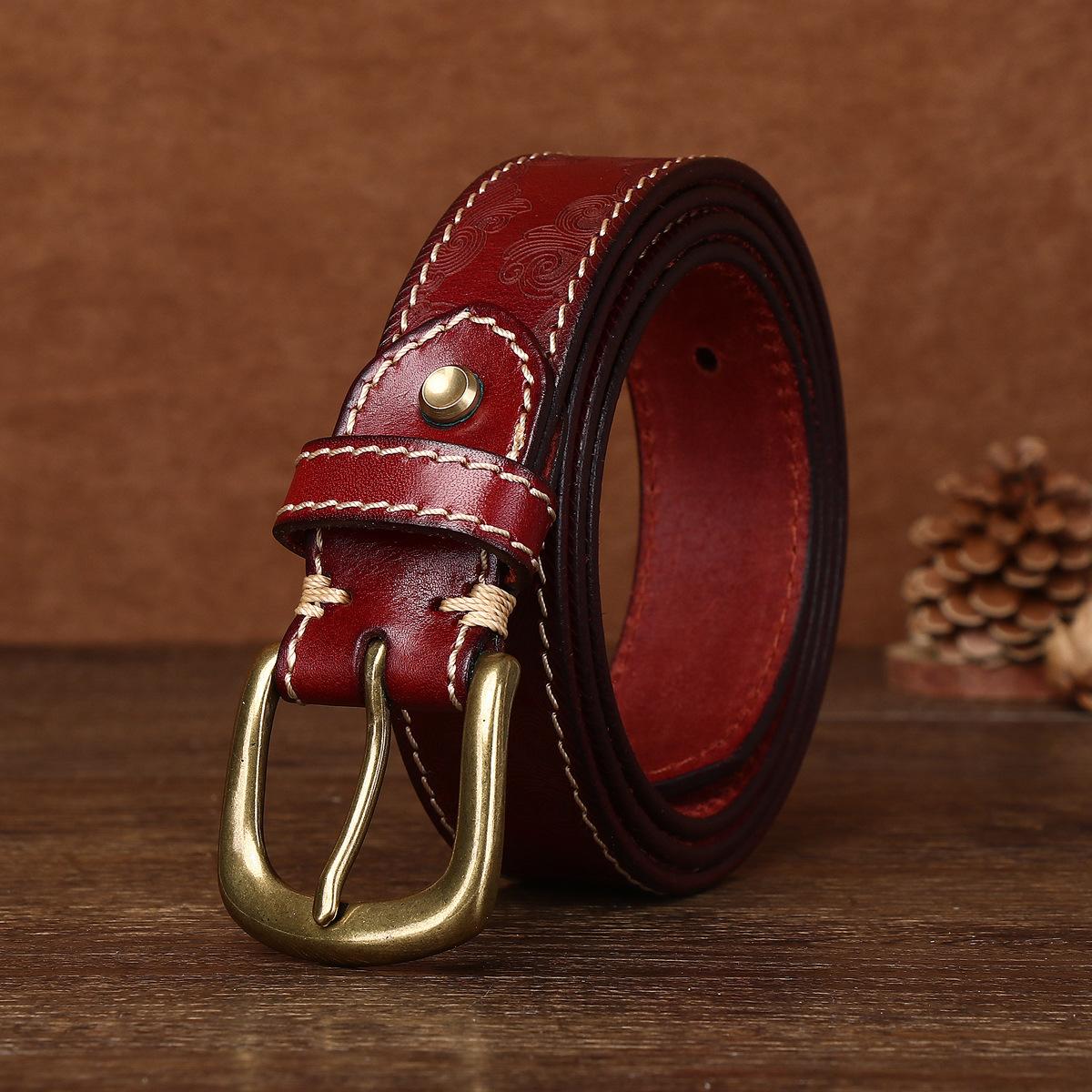 

Модный тренд ретро универсальный первый слой коровьей кожи ремень мужской натуральная кожа пряжка молодежный досуг 125cm