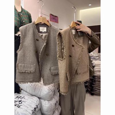 Gilet casual vintage primaverile da donna, taglio ampio, temperamento, giacche senza maniche autunnali