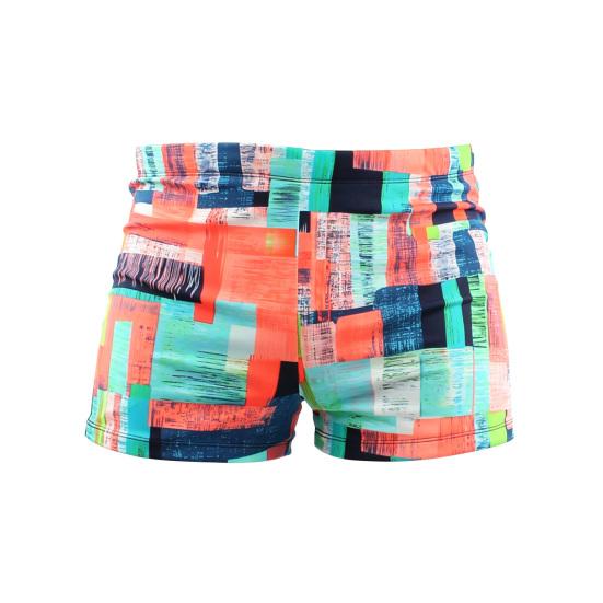 Swimming Trunks Mid-rise Geometric Color Block Design Quick Drying Breathable Swimming Shorts Sun-Resistant Swimwear