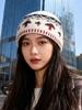 New Women Men Knitted Beanie Floral Hats Winter Vintage Fashion Commute Headwear Warm Soft Cozy Cold Weather Knit Cap Casual