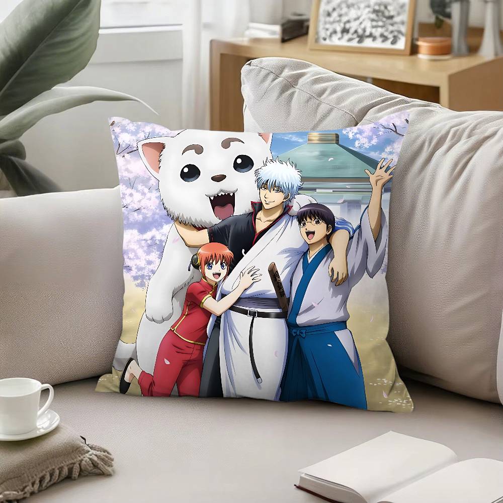 Anime GGintama Pillow Case Sofa And Living Room Decorative Cushion Covers Dustproof And Miteproof Invisible Zipper