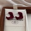 Vintage Suede Stud Earrings Ankola Red Temperament High-End Autumn And Winter French Versatile Atmosphere Earrings