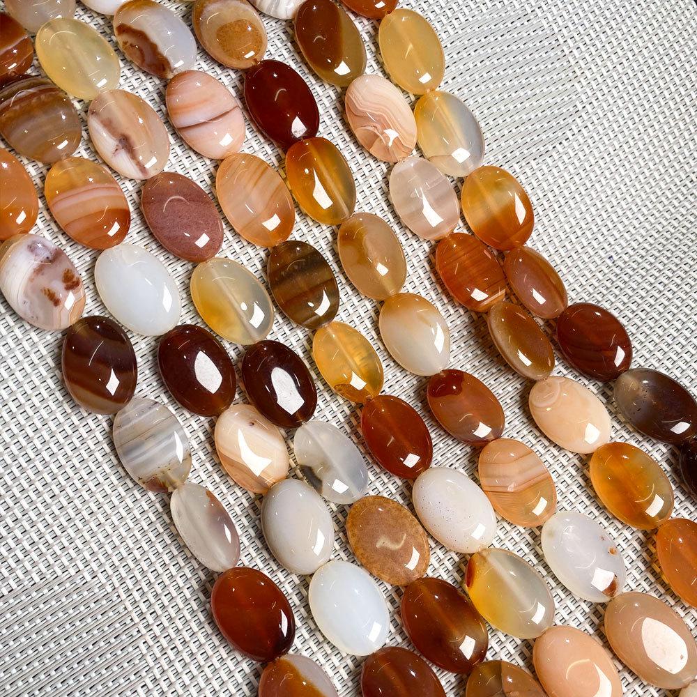 Hand-Painted Natural Gemstone Oval Beads for DIY Jewelry Necklaces & Bracelets