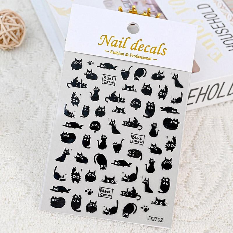 

Kawaii 3D наклейки для ногтей с животными, самоклеящиеся блестящие гладкие пластиковые наклейки для ногтей для домашних животных, сделай сам, собаки, кошки, медведи, панды D2702 чёрный