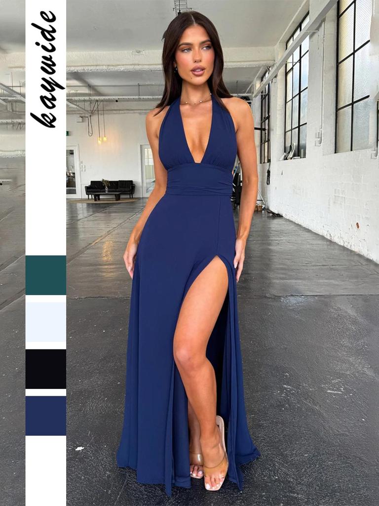 Di Yun Women's Deep V Halter Long Skirt Dress, Spring/Summer 2026 Collection
