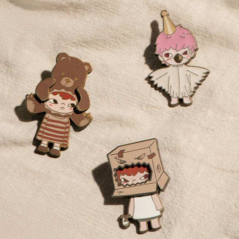 POP MART Hirono Little Naughty Collection, Metal Badge Mystery Boxes, Single Mystery Box