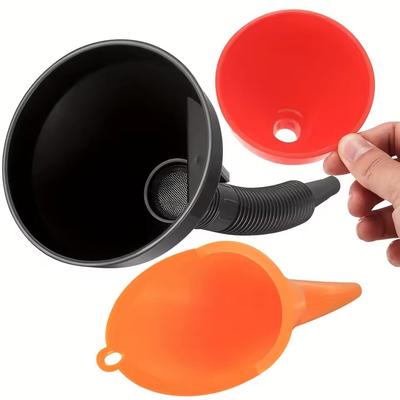 3Pcs Fuel Plastic Funnels With Detachable Spout And Filter For Garage Motorcycle Car Van Truck Refueling Engine Diesel Petrol