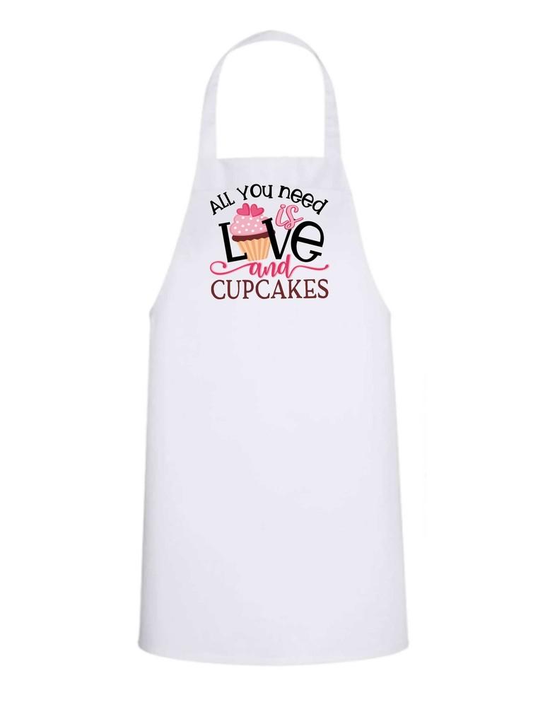All You Need is Love and Cupcakes - White Apron with Color design Great Gift Unisex T-Shirt XXL
