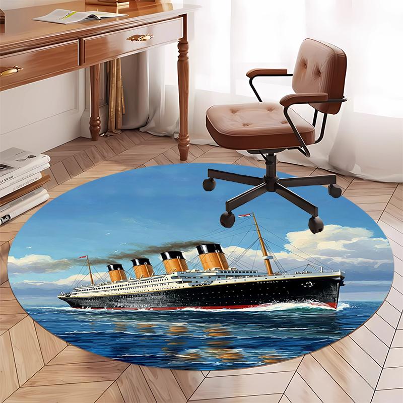 Titanic Printed Round Rug Carpet Chair Rug Area Rug Entryway Doormats,for Office Chair Living Room Bedroom Kitchen Room.