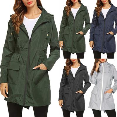 Women Autumn Winter Outdoor Climbing Windproof Waterproof Long Jacket Hooded Coat