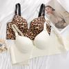 Large Leopard Print Lingerie for Women Slim Gathered Bra Adjustable Anti Sagging No Steel Ring Bra