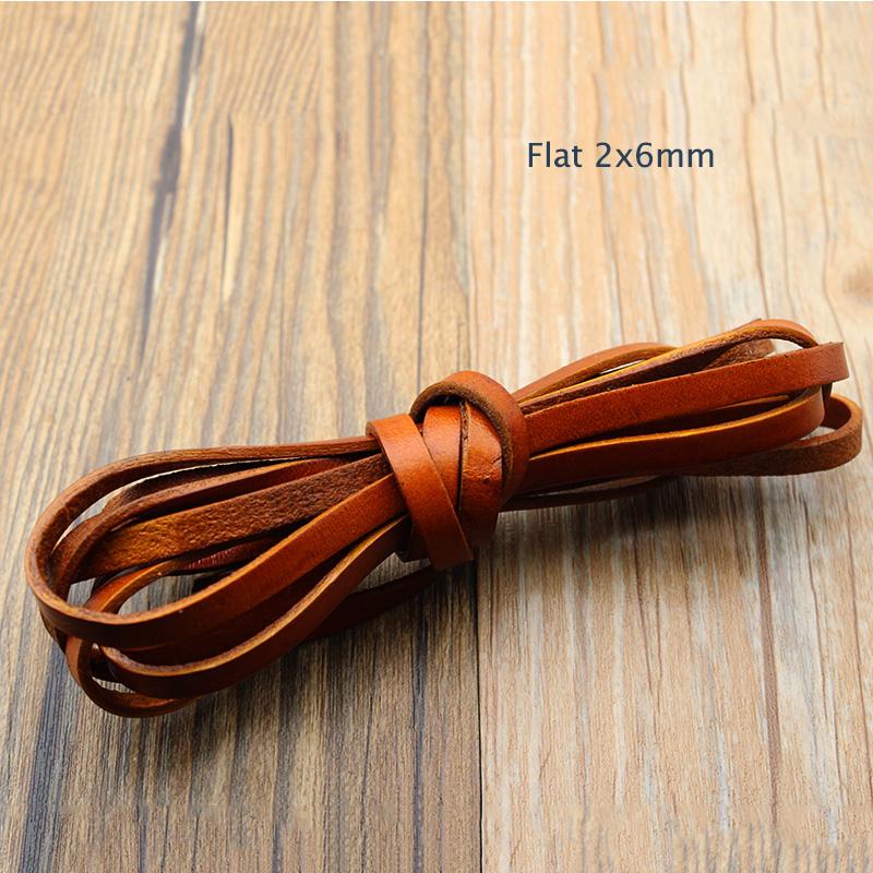 2m 1.5- 8 mm Retro Brown Genuine Cow Leather Cord for Jewelry Findings Flat Round Strap String Rope DIY Bracelet Necklace Making