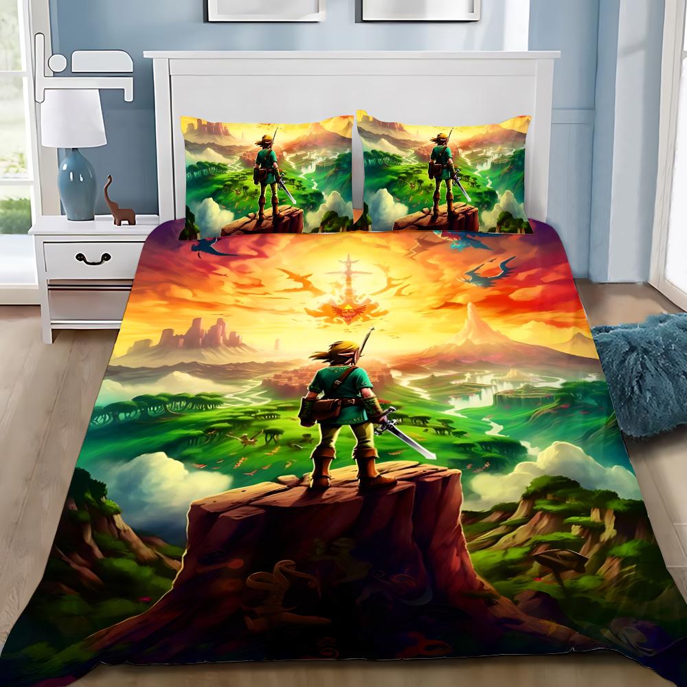 Games Z-Zeldas Of Legends Duvet Cover Pillowcase Game Scene Print Bedding Set Adult Boy Bedroom Decoration Single Double Siz