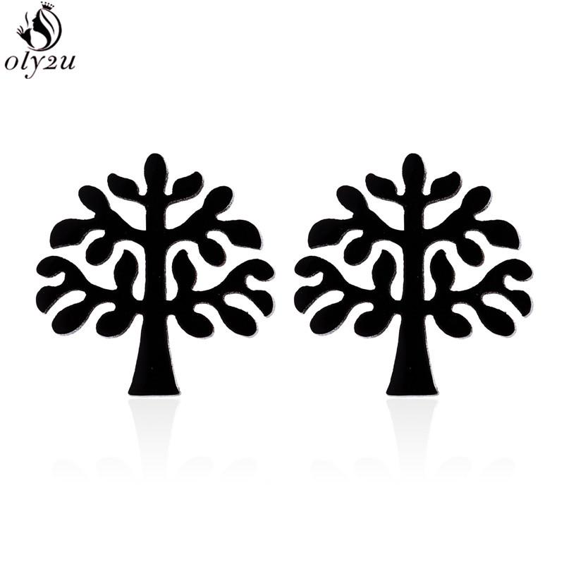 Mini Stainless Steel Geometric Earrings Black for Women Men Heart Triangle Leaf Volleyball Ear Studs Punk Piercing Pendientes