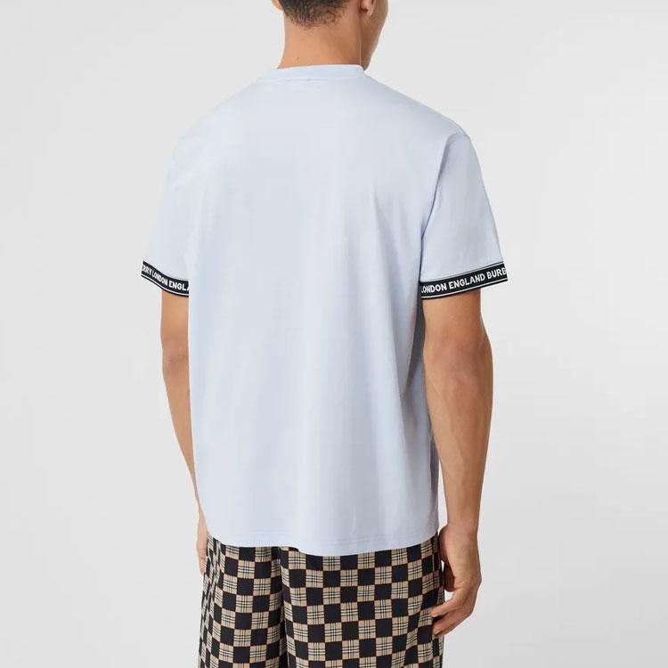 Burberry T-Shirts Men's Light Blue Crew Neck Moderate 80294491