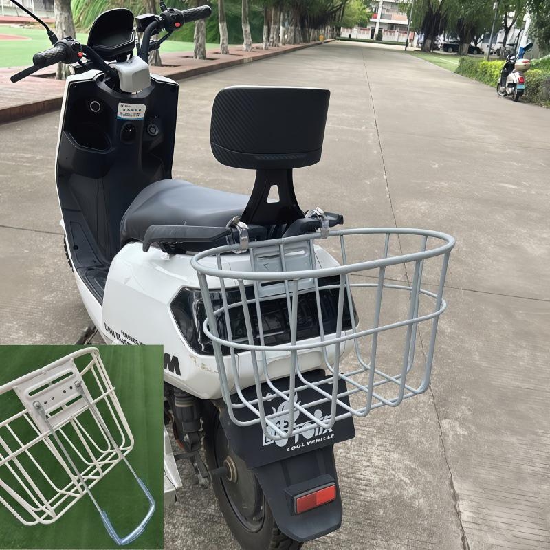 Large Capacity Metal Rear Basket with Backrest for E-bike Helmet and Backpack Storage