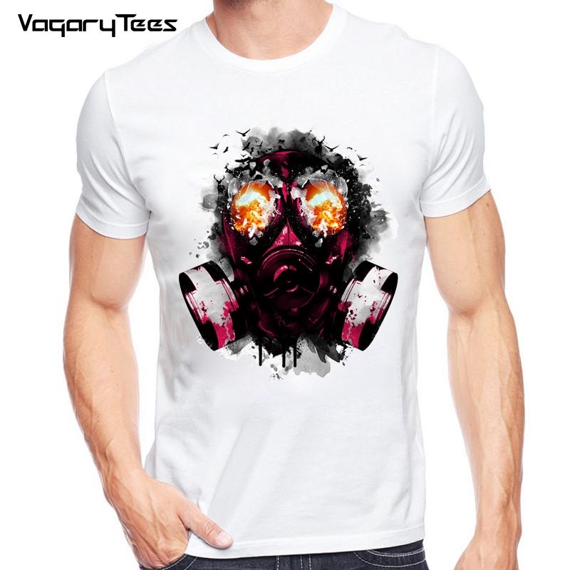 2020 Melt Gas Mask T Shirt Men Summer White Short Sleeve Fashion T Shirt Brand Men Casual Tee Shirt Men's T-shirt
